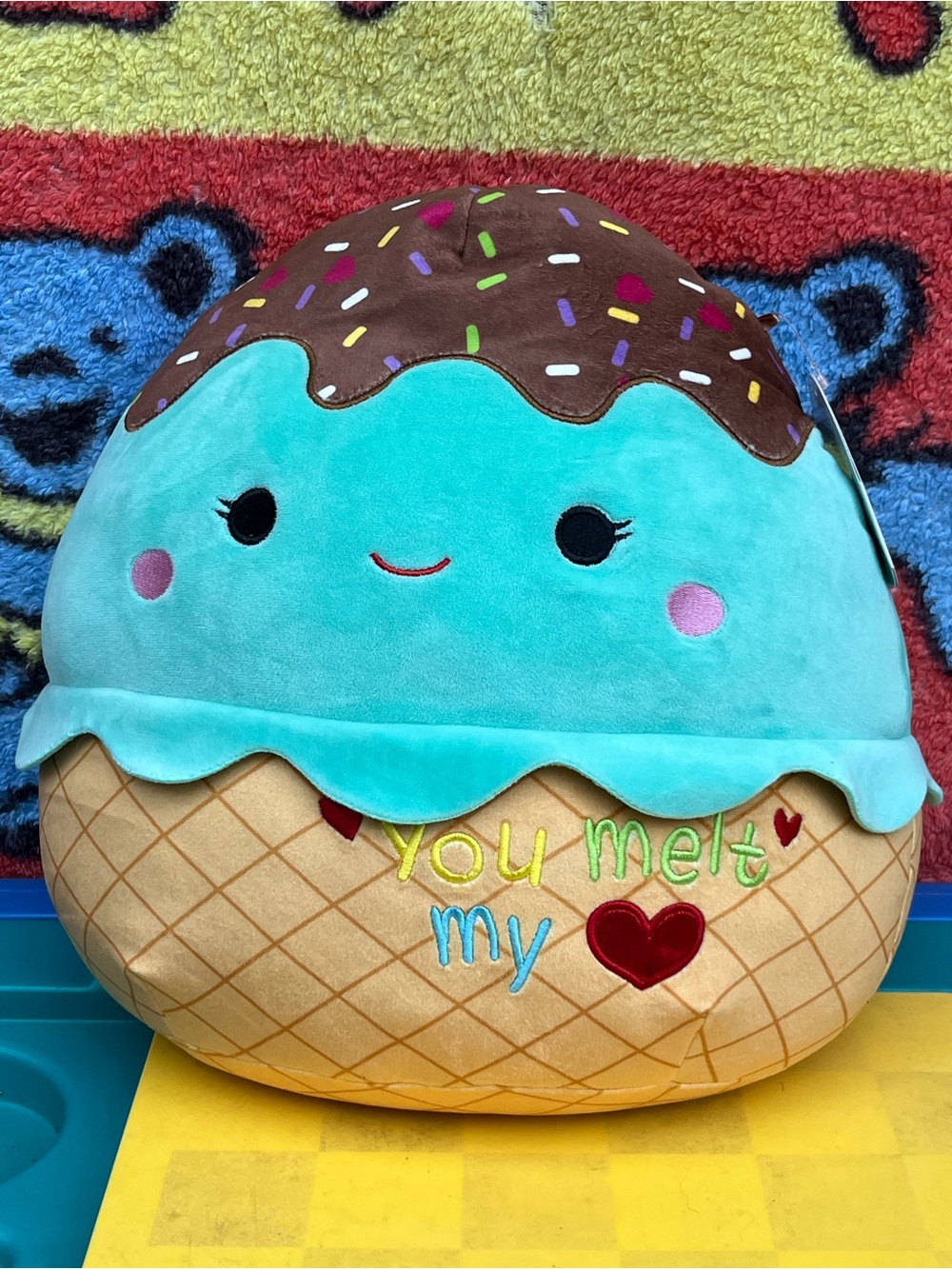 Squishmallows Kawaii Ice Cream Cone Plush - Teal, Brown, Cream